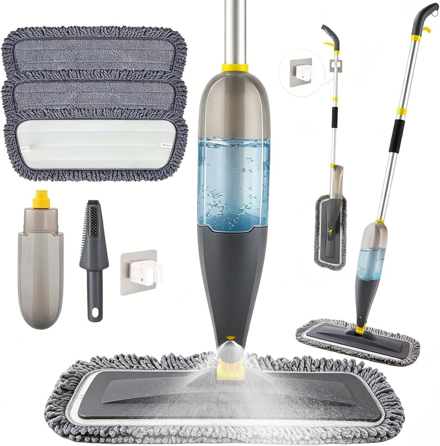 Spray Mop with 800ml Large Capacity Bottle, 3 Washable Microfiber Pads