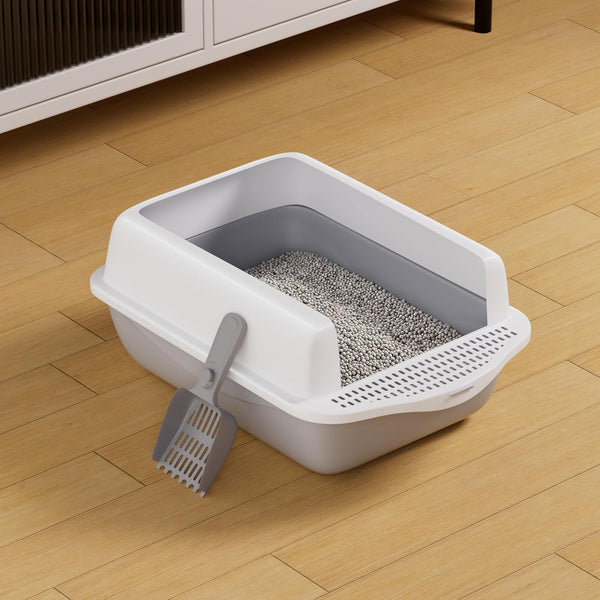Large Open-Top Cat Litter Tray with Scoop